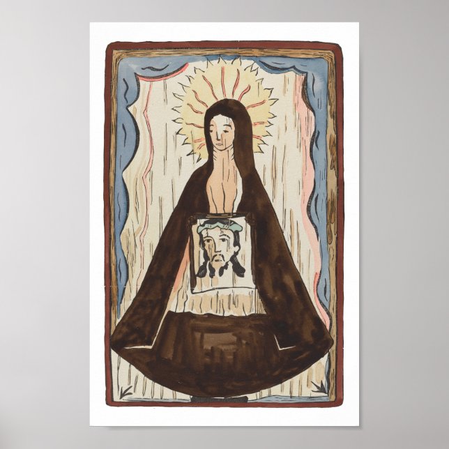 Saint Veronica Jesus face vintage art painting Poster (Front)