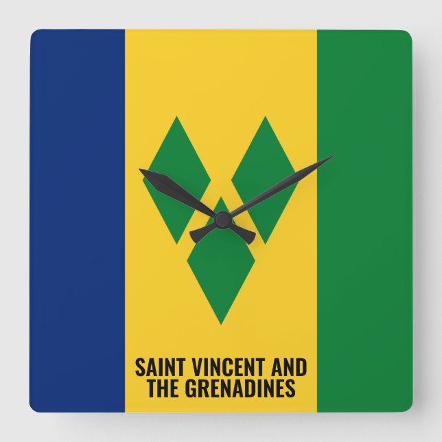 Saint Vincent and the Grenadines Flag Dazzling Square Wall Clock (Front)