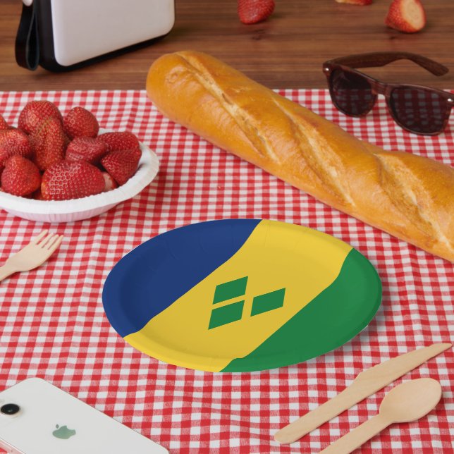 Saint Vincent and the Grenadines Flag Vincy Paper Plate (Picnic)