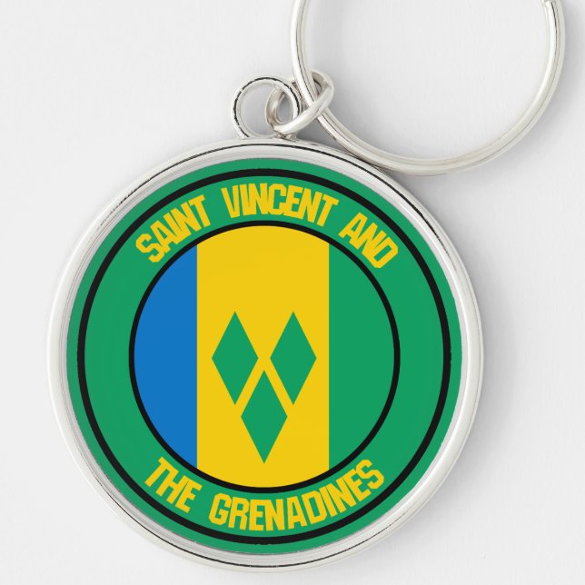 Saint Vincent and the Grenadines Round Emblem Key Ring (Front)