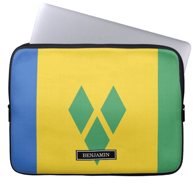Saint Vincent Flag Laptop Sleeve (Front)