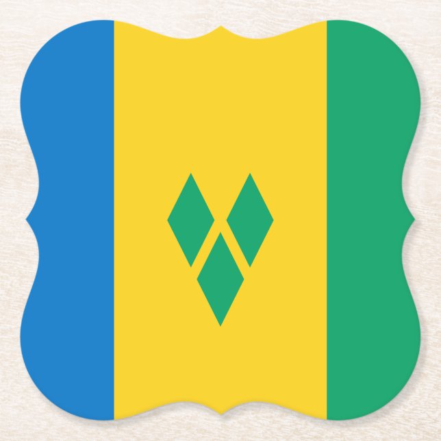 Saint Vincent & the Grenadines Flag Paper Coaster (Front)