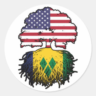 Saint Vincent Vincentian American USA Tree Roots Classic Round Sticker
