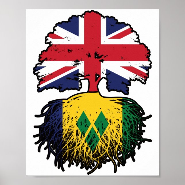Saint Vincent Vincentian British UK Tree Roots Poster (Front)