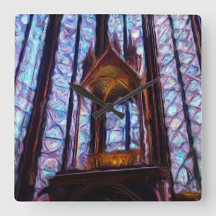 Sainte-Chapelle stained glass in Paris - Oil Square Wall Clock