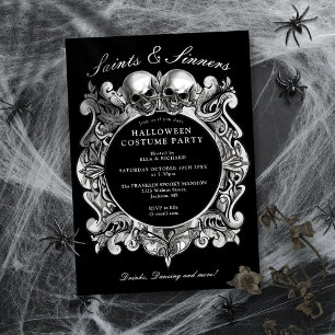 Saints And Sinners Gothic Adult Halloween Party Invitation
