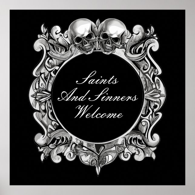 Saints And Sinners Halloween Party Welcome Sign (Front)