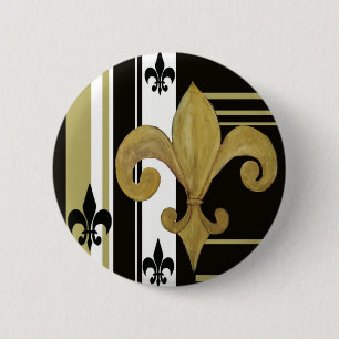 Saints Black and Gold Fleur de lis 6 Cm Round Badge
