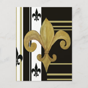 Saints Black and Gold Fleur de lis Postcard