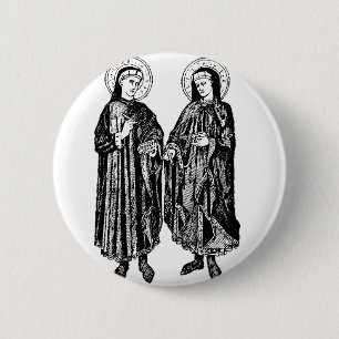 Saints Cosmas and Damian by Bicci di Lorenzo 6 Cm Round Badge