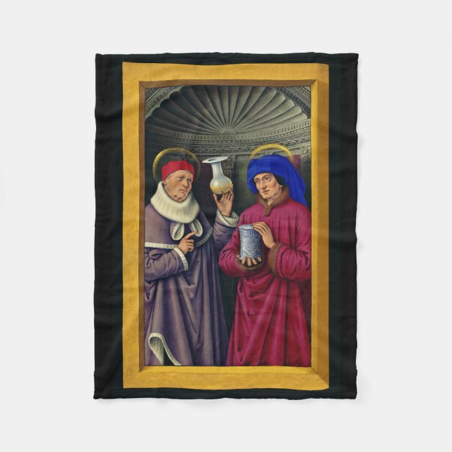 Saints Cosmas and Damian by Jean Bourdichon Fleece Blanket (Front)