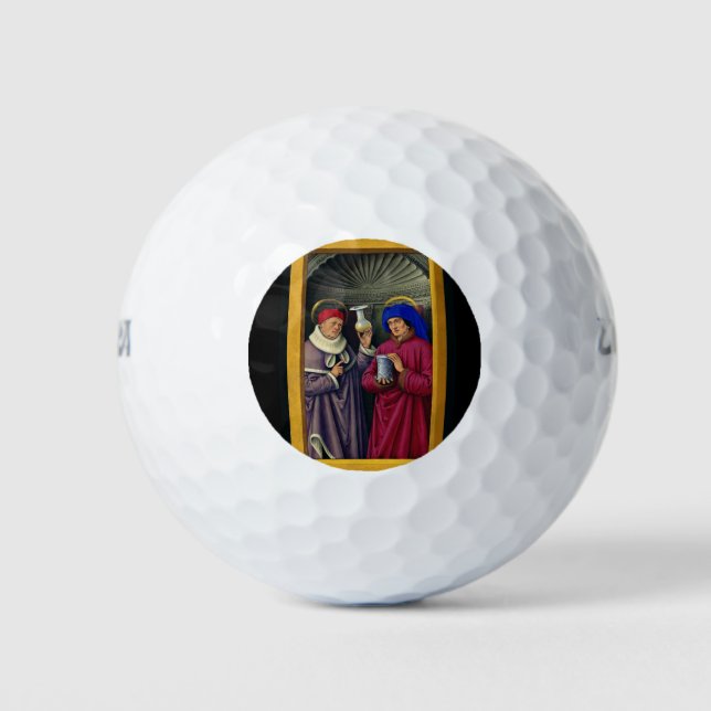 Saints Cosmas and Damian by Jean Bourdichon Golf Balls (Front)