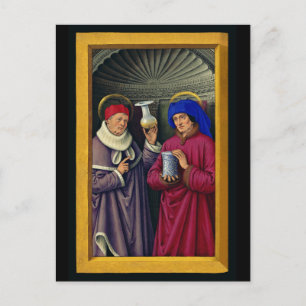 Saints Cosmas and Damian by Jean Bourdichon Holiday Postcard