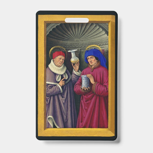 Saints Cosmas and Damian by Jean Bourdichon ID Badge (Front)