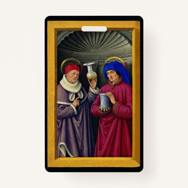 Saints Cosmas and Damian by Jean Bourdichon ID Badge (Front)