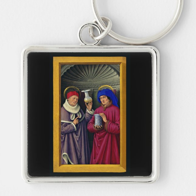 Saints Cosmas and Damian by Jean Bourdichon Key Ring (Front)