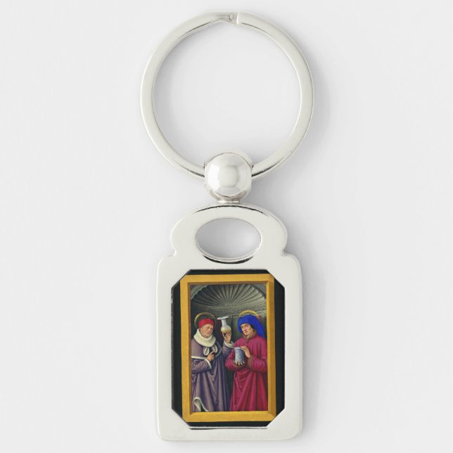 Saints Cosmas and Damian by Jean Bourdichon Key Ring (Front)