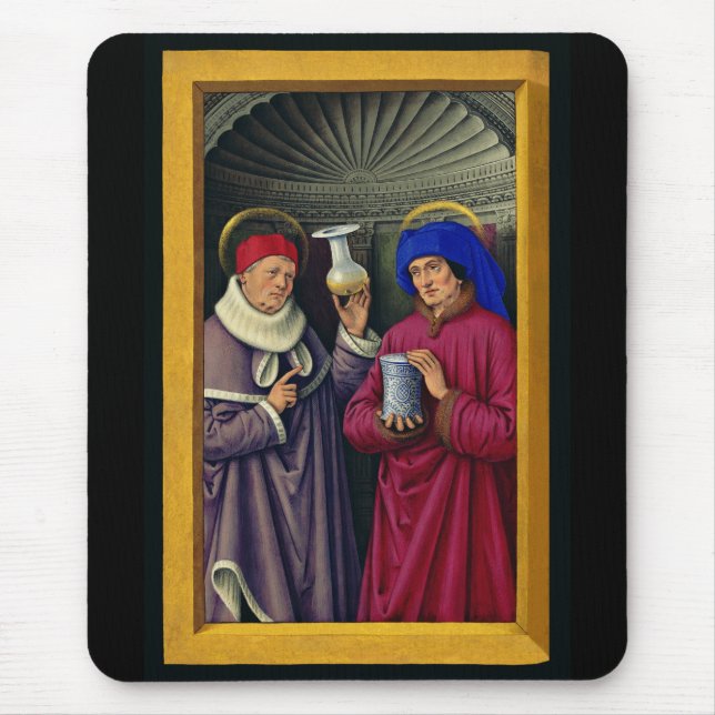 Saints Cosmas and Damian by Jean Bourdichon Mouse Pad (Front)