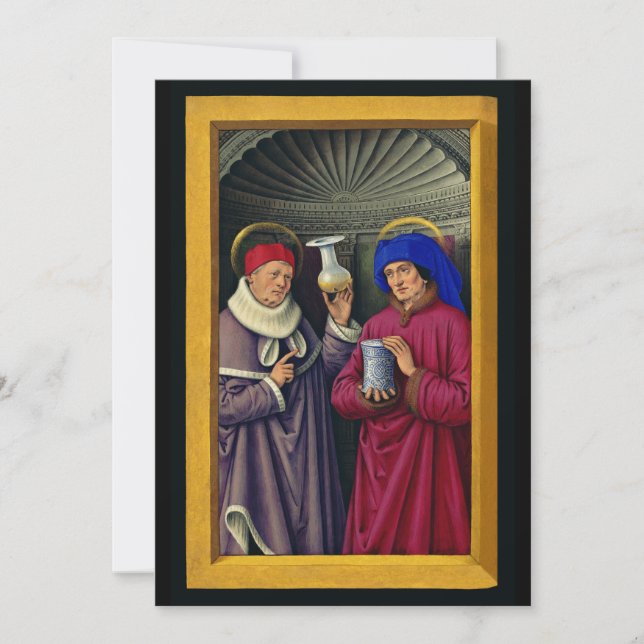 Saints Cosmas and Damian by Jean Bourdichon Thank You Card (Front)
