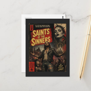 Saints of the Sinners Faux Book Cover Jesus Postcard