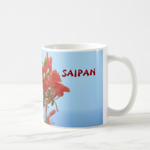 Saipan Flame Blossoms On An Ocean Of Blue Coffee Mug