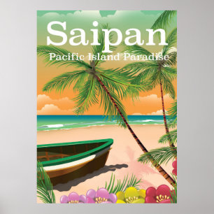 Saipan vintage style travel poster