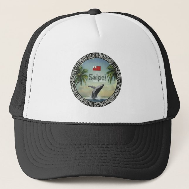 Saipe Tonga Eua whale off grid Pacific island Trucker Hat (Front)