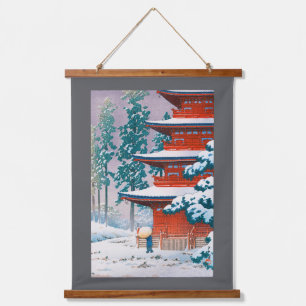 Saishoin Temple in Snow, Hasui Kawase, Woodcut Hanging Tapestry