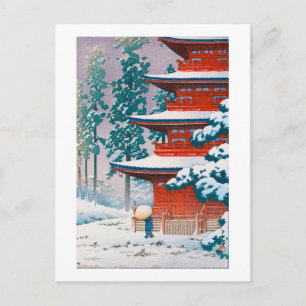 Saishoin Temple in Snow, Hasui Kawase, Woodcut Postcard