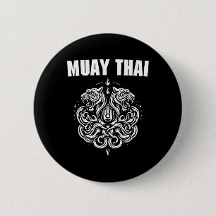 Sak Yant Muay Thai Art Tattoo Twin Tiger Kickboxin 6 Cm Round Badge