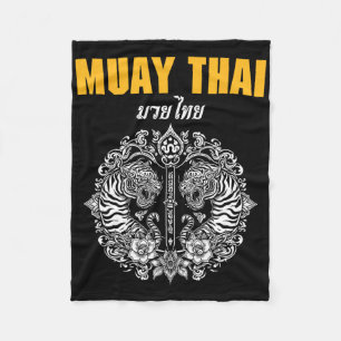 Sak Yant Muay Thai Art Tattoo Twin Tiger Kickboxin Fleece Blanket