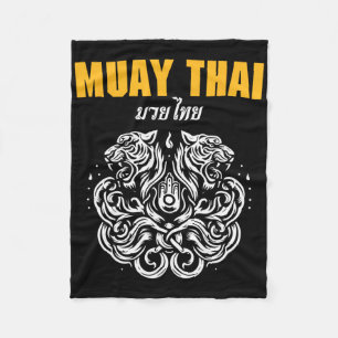 Sak Yant Muay Thai Art Tattoo Twin Tiger Kickboxin Fleece Blanket