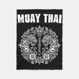 Sak Yant Muay Thai Art Tattoo Twin Tiger Kickboxin Fleece Blanket