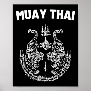 Sak Yant Muay Thai Art Tattoo Twin Tiger Kickboxin Poster