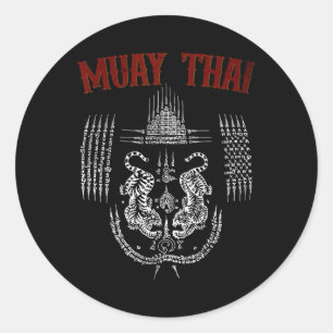 Sak Yant Muay Thai Kickboxing Tattoo Asian Cultura Classic Round Sticker