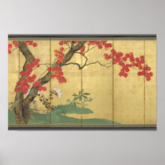 Sakai Hōitsu Screen - Cherry and Maple Trees Poster
