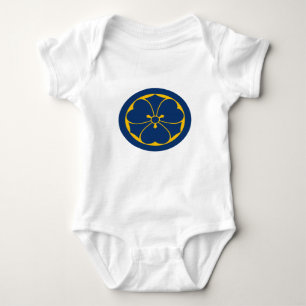 Sakai Mon Japanese samurai clan blue on yellow Baby Bodysuit