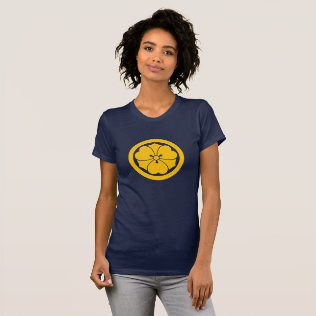 Sakai Mon Japanese samurai clan yellow on blue T-Shirt (Front Full)