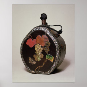 Sake flask inlaid with mother of pearl poster