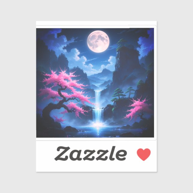 Sakora tree -Moonlit Waterfall with Cherry-nature (Sheet)