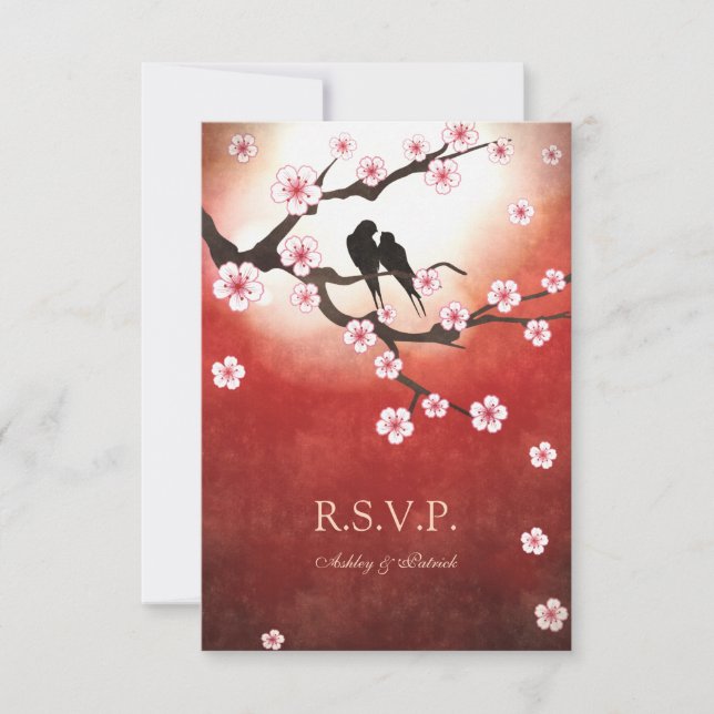 Sakura and Love Birds RSVP Card (Front)