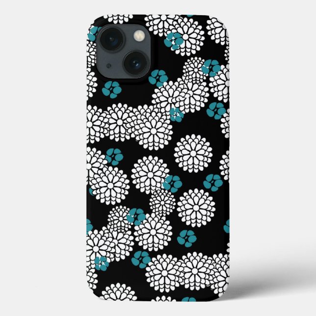 Sakura black blue flowers floral pattern Case-Mate iPhone case (Back)