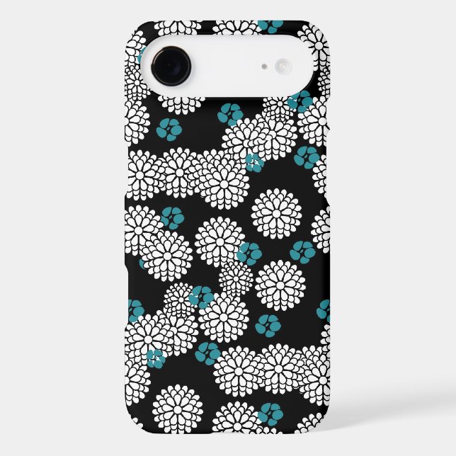Sakura black blue flowers floral pattern iPod touch case (Back)