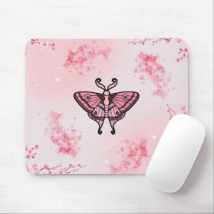 Sakura Bliss, Pink Moth, Sakura Background Mouse Pad