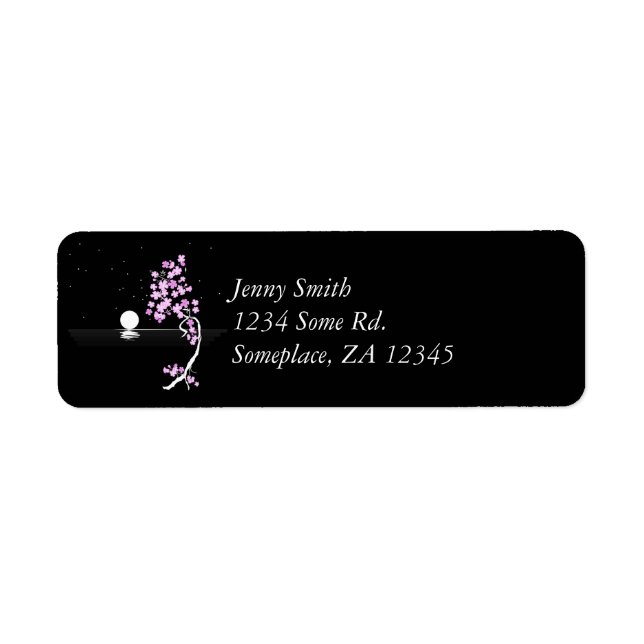 Sakura Blooms under a Full Moon Return Address Label (Front)