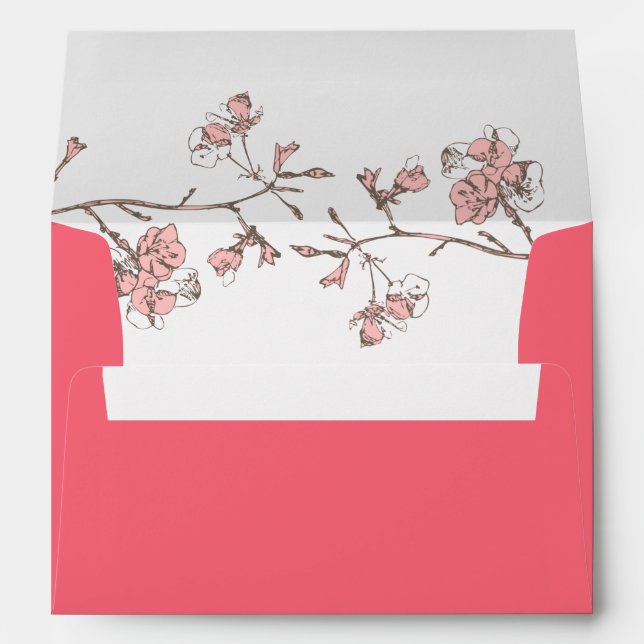 Sakura Blossom Cherry Wedding Envelope (Back (Bottom))