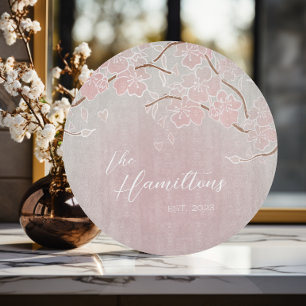 Sakura Blossom Custom Established Year  Cutting Board