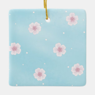 Sakura Blossom Japanese Spring Floral Ceramic Ornament