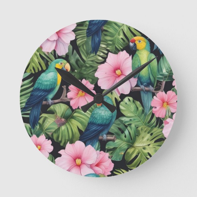  Sakura Blossom Pattern playing  Round Clock (Front)