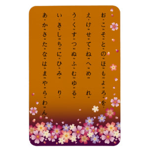 Sakura Blossoms Hiragana Japanese Characters Gold Magnet